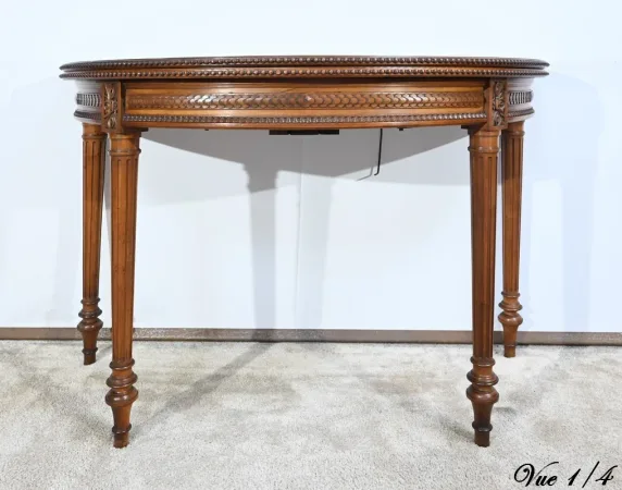 Table Demi-Lune en Noyer, style Louis XVI – Fin XIXe