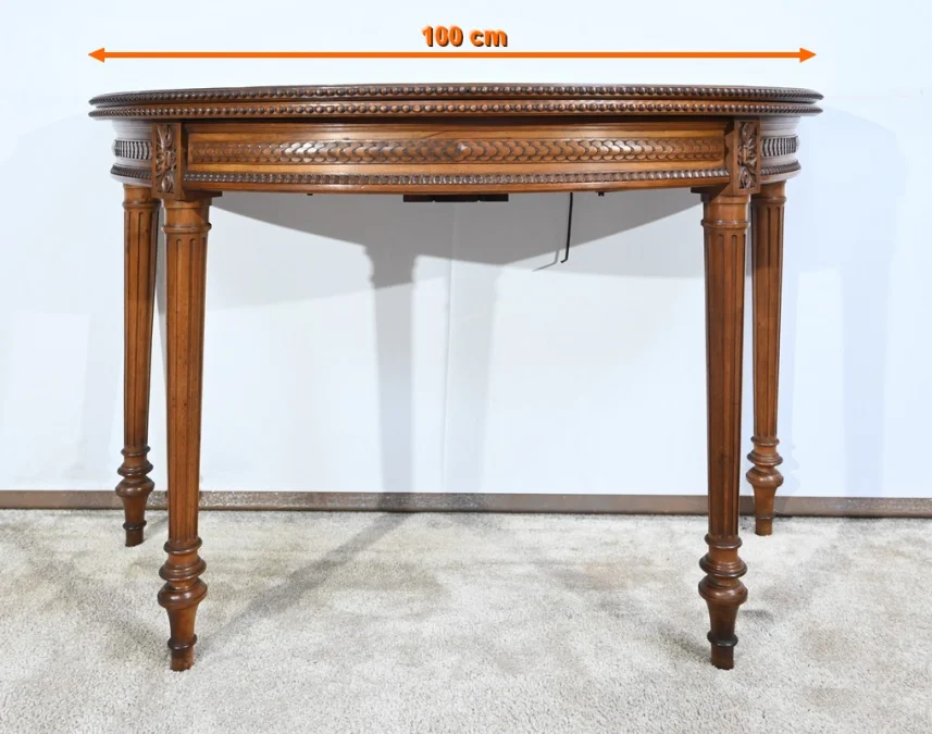 Table Demi-Lune en Noyer, style Louis XVI – Fin XIXe