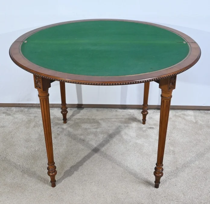 Table Demi-Lune en Noyer, style Louis XVI – Fin XIXe
