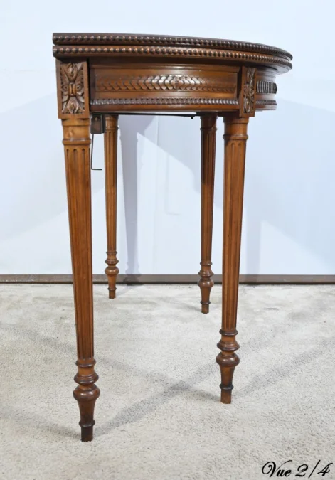 Table Demi-Lune en Noyer, style Louis XVI – Fin XIXe