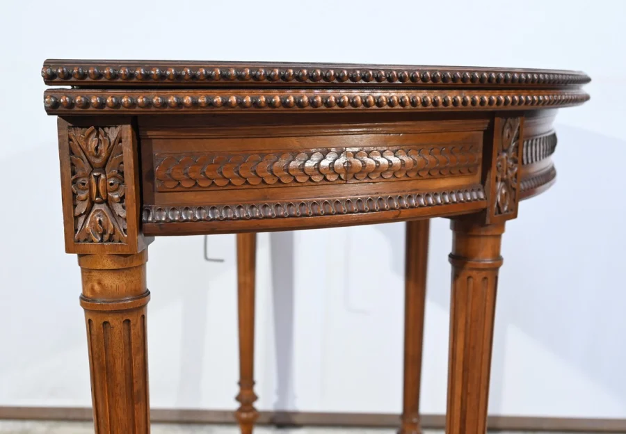 Table Demi-Lune en Noyer, style Louis XVI – Fin XIXe