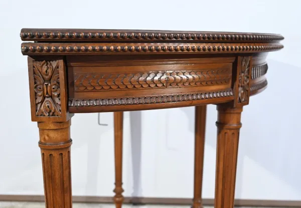 Table Demi-Lune en Noyer, style Louis XVI – Fin XIXe