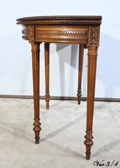 Table Demi-Lune en Noyer, style Louis XVI – Fin XIXe