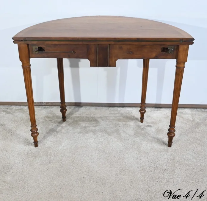 Table Demi-Lune en Noyer, style Louis XVI – Fin XIXe