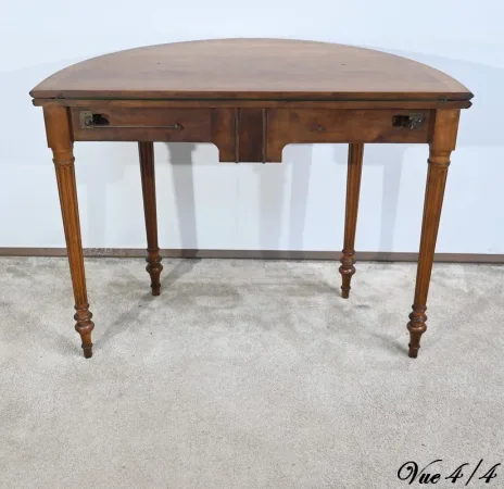 Table Demi-Lune en Noyer, style Louis XVI – Fin XIXe