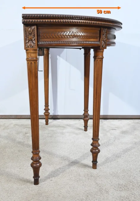 Table Demi-Lune en Noyer, style Louis XVI – Fin XIXe