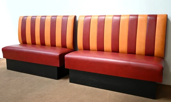 Paire de Banquette de Bistrot en Simili Cuir – 1970