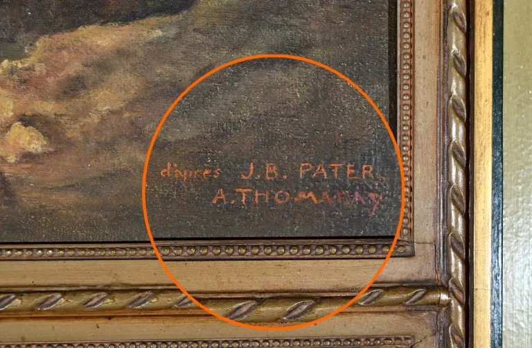Miroir Trumeau en Bois Laqué, signé A.Thomaray, style Louis XVI – XXe