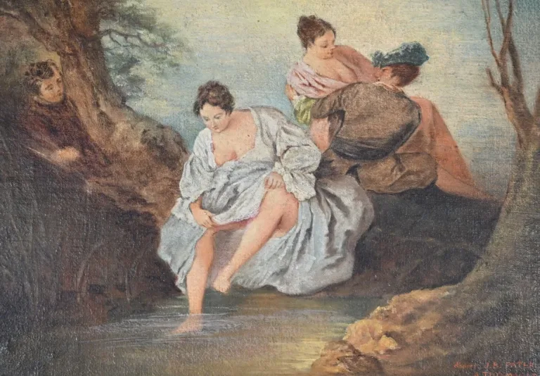 Miroir Trumeau en Bois Laqué, signé A.Thomaray, style Louis XVI – XXe