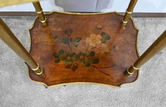 Petite Table de Salon en Moucheté de Thuya et à Décors peints – 1920