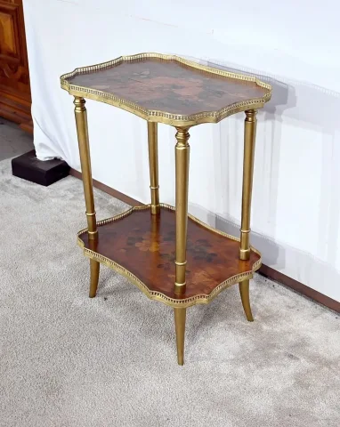 Petite Table de Salon en Moucheté de Thuya et à Décors peints – 1920