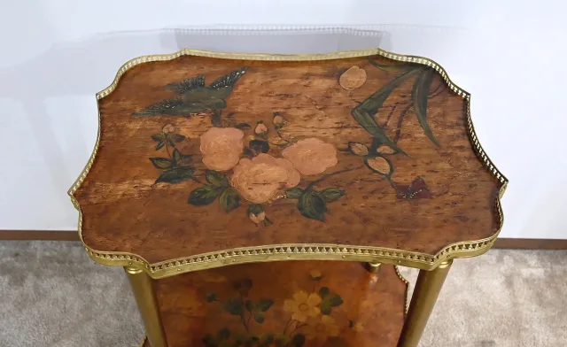 Petite Table de Salon en Moucheté de Thuya et à Décors peints – 1920