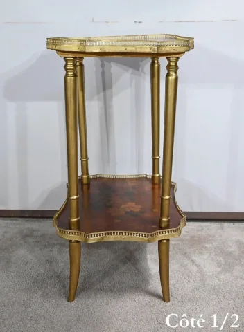Petite Table de Salon en Moucheté de Thuya et à Décors peints – 1920
