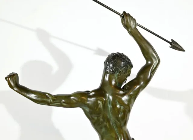 Bronze « Chasse à l’Aigle », signé J.de Roncourt, Art Déco – 1930