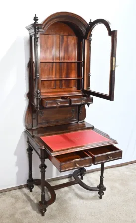 Petit Bureau Vitrine en Palissandre, époque Napoléon III - Milieu XIXe