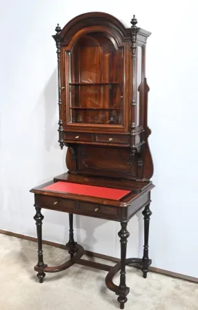 Petit Bureau Vitrine en Palissandre, époque Napoléon III - Milieu XIXe