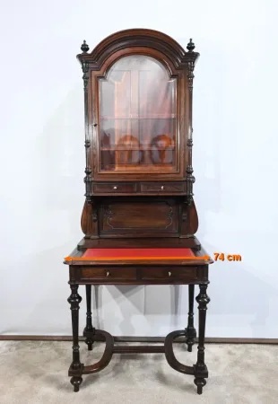 Petit Bureau Vitrine en Palissandre, époque Napoléon III - Milieu XIXe