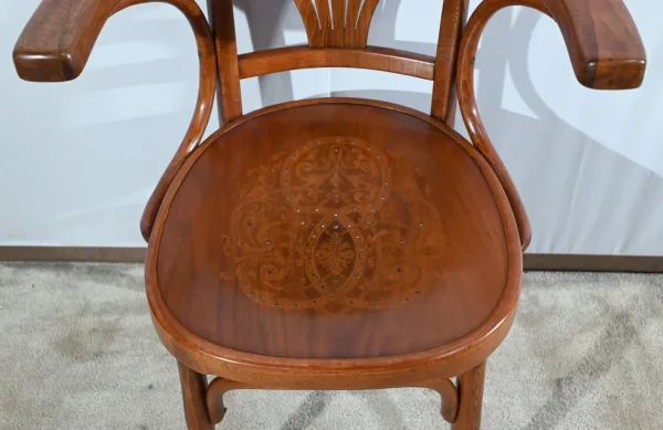 Fauteuil de Bureau en Hêtre, estampillé J&J Kohn – Début XXe