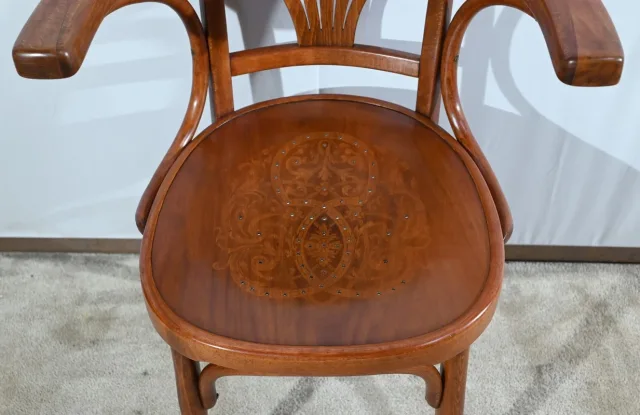 Fauteuil de Bureau en Hêtre, estampillé J&J Kohn – Début XXe
