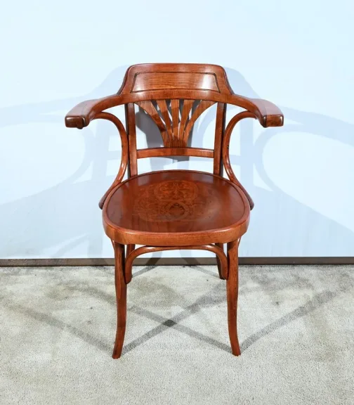 Fauteuil de Bureau en Hêtre, estampillé J&J Kohn – Début XXe