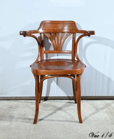 Fauteuil de Bureau en Hêtre, estampillé J&J Kohn – Début XXe