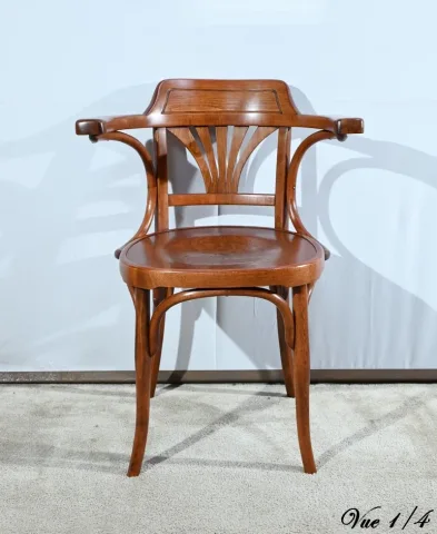 Fauteuil de Bureau en Hêtre, estampillé J&J Kohn – Début XXe