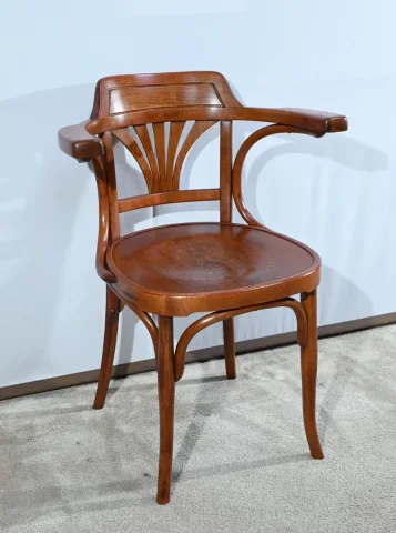 Fauteuil de Bureau en Hêtre, estampillé J&J Kohn – Début XXe