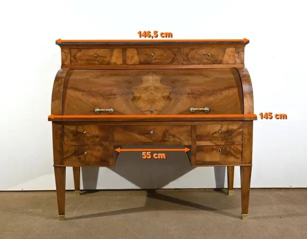 Important Bureau Cylindre de Propriété en Noyer, époque Directoire – Début XIXe
