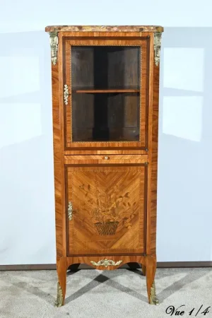 Petite Vitrine en Bois de Rose, style Transition Louis XV / Louis XVI – Début XXe