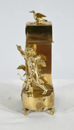 Petite Pendulette de Voyage en Bronze Doré,  époque Empire -  Début XIXe