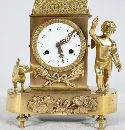 Petite Pendulette de Voyage en Bronze Doré,  époque Empire -  Début XIXe
