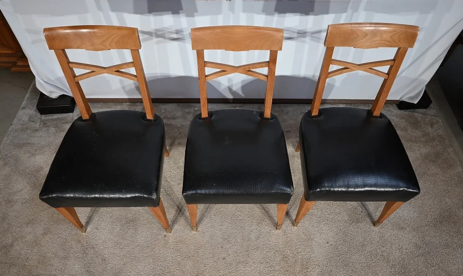Suite de 6 Chaises en Merisier massif, Art Déco – 1940