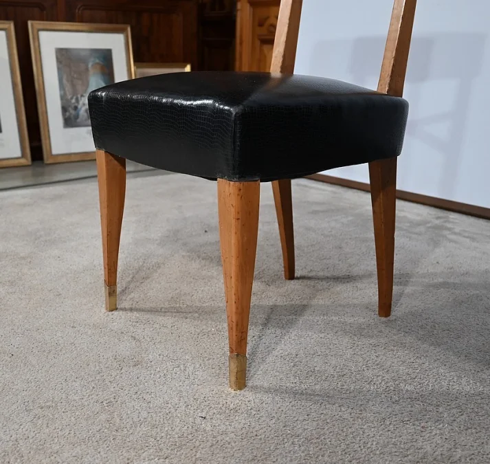 Suite de 6 Chaises en Merisier massif, Art Déco – 1940