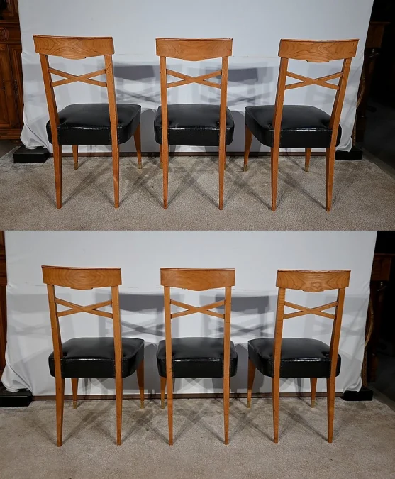 Suite de 6 Chaises en Merisier massif, Art Déco – 1940