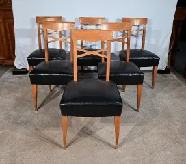 Suite de 6 Chaises en Merisier massif, Art Déco – 1940