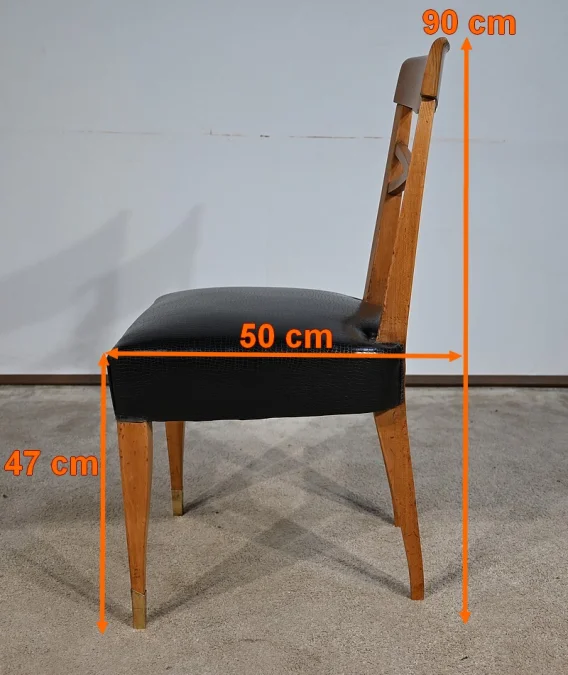 Suite de 6 Chaises en Merisier massif, Art Déco – 1940