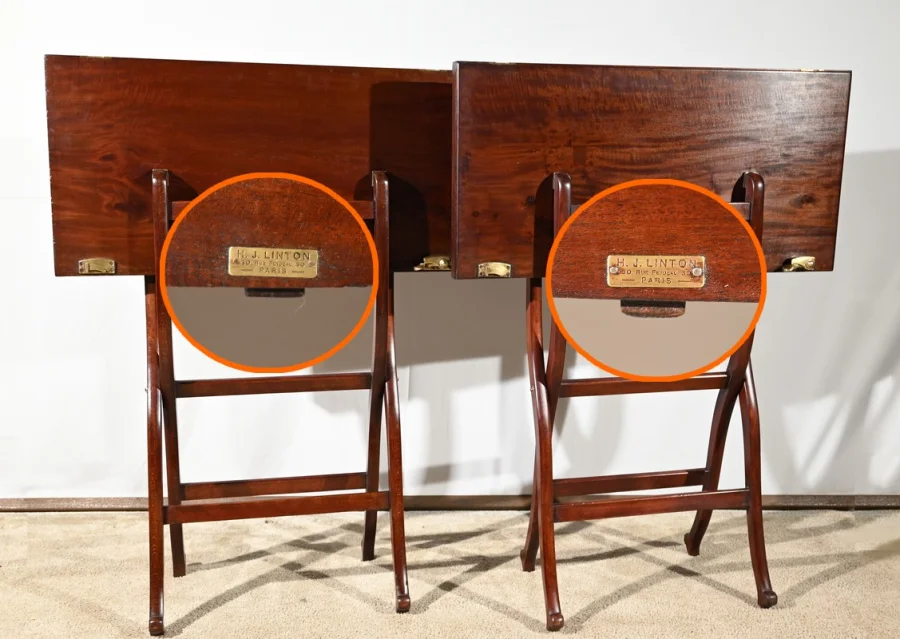 Paire de Tables de Jeux en Acajou, estampillées H.J. Linton – 1920