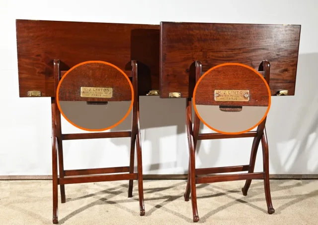 Paire de Tables de Jeux en Acajou, estampillées H.J. Linton – 1920