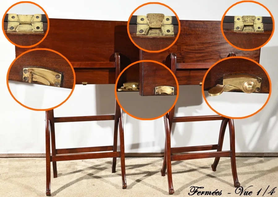 Paire de Tables de Jeux en Acajou, estampillées H.J. Linton – 1920