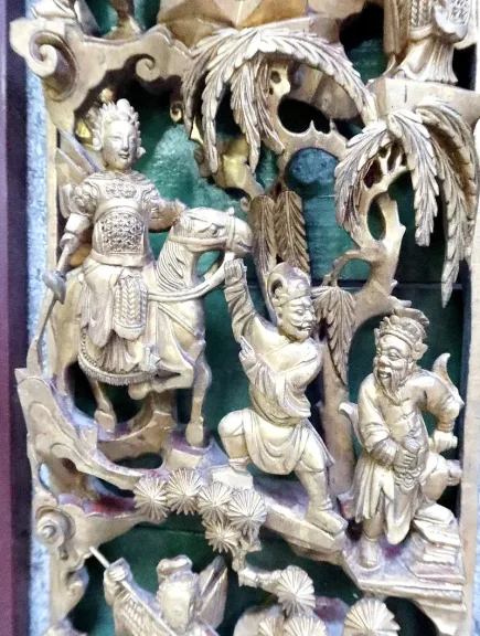 Grand Panneau Asiatique en Bois laqué, Chine – Fin XIXe