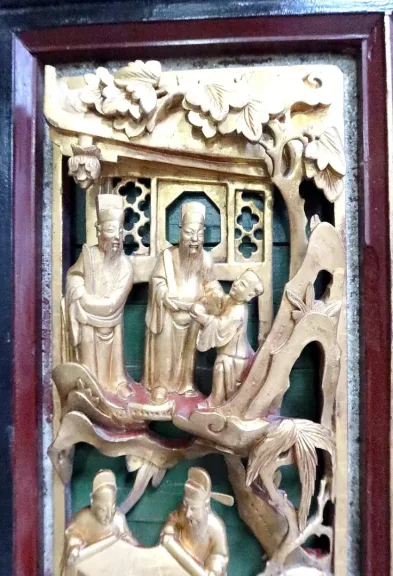 Grand Panneau Asiatique en Bois laqué, Chine – Fin XIXe