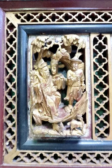 Grand Panneau Asiatique en Bois laqué, Chine – Fin XIXe