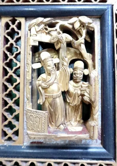 Grand Panneau Asiatique en Bois laqué, Chine – Fin XIXe