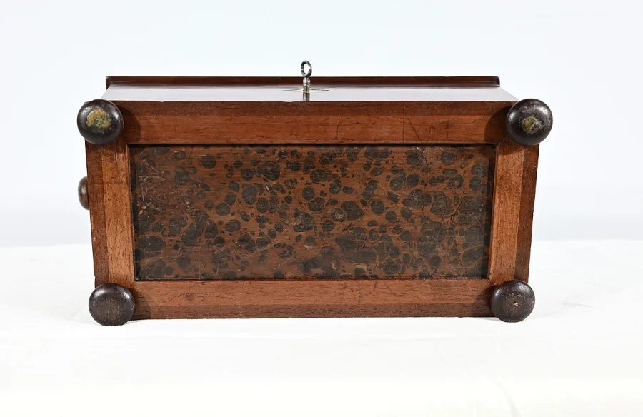 Rare Coffret à Thé Anglais ‘’Tea Caddy ‘’ en Acajou  – Milieu XIXe