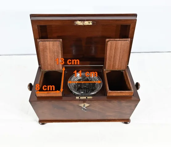 Rare Coffret à Thé Anglais ‘’Tea Caddy ‘’ en Acajou  – Milieu XIXe