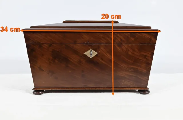 Rare Coffret à Thé Anglais ‘’Tea Caddy ‘’ en Acajou  – Milieu XIXe