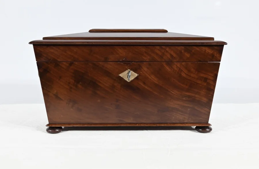 Rare Coffret à Thé Anglais ‘’Tea Caddy ‘’ en Acajou  – Milieu XIXe