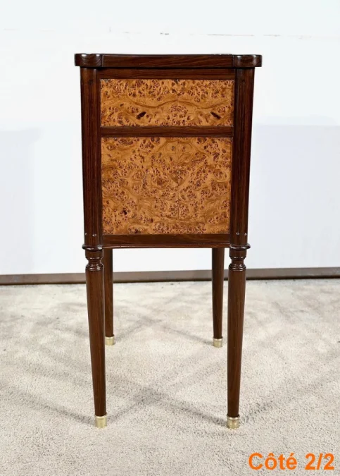 Petite Table Chiffonnière en Acajou et Loupe d'Amboine, époque Louis XVI – Fin XVIIIe