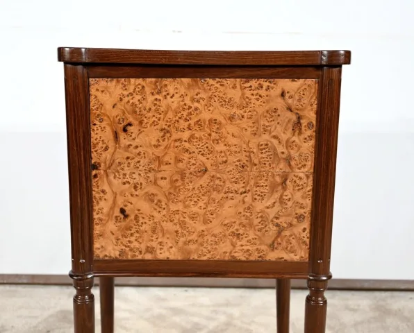 Petite Table Chiffonnière en Acajou et Loupe d'Amboine, époque Louis XVI – Fin XVIIIe