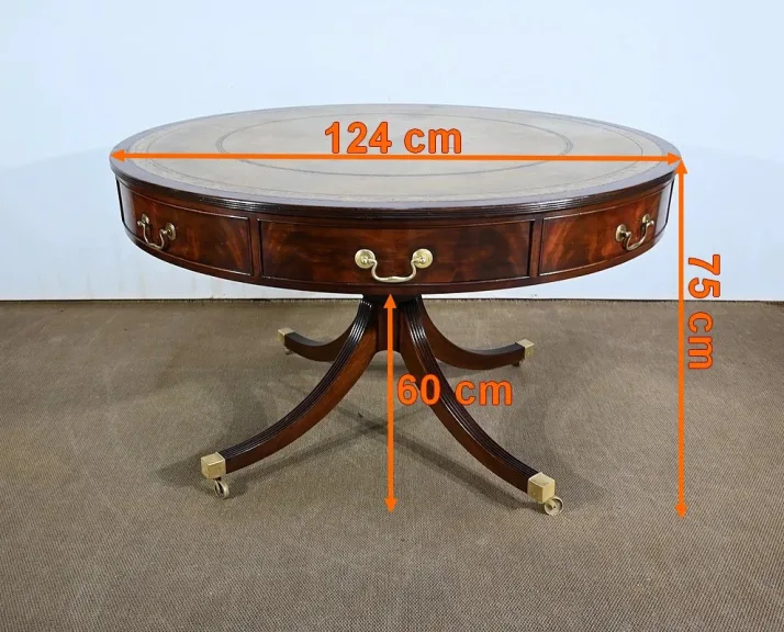 Table Tambour Tournante en Acajou, style Regency, Angleterre – 2ème moitié XIXe